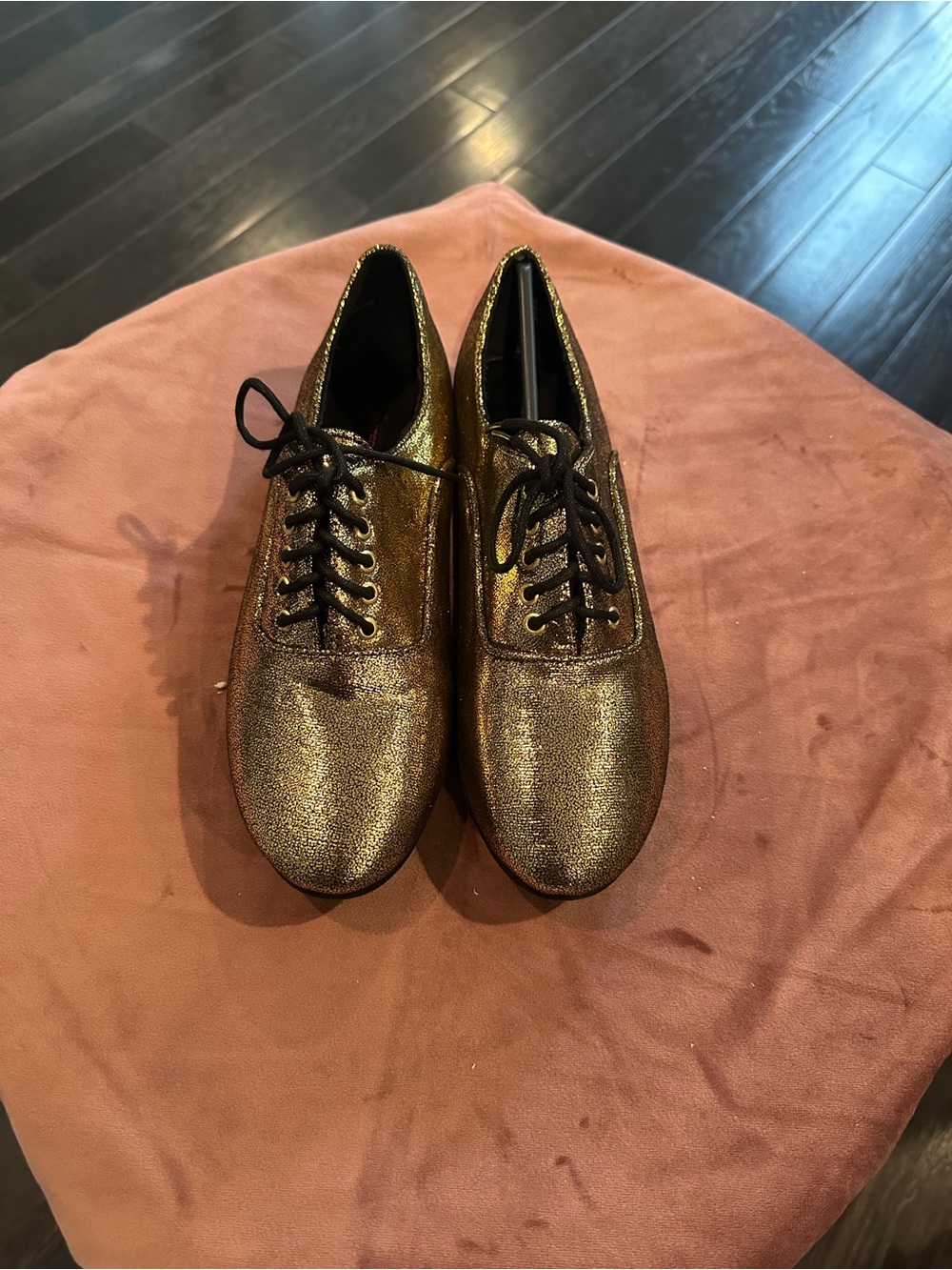 Metallic Bronze Lace-Up Women's Oxford Shoes